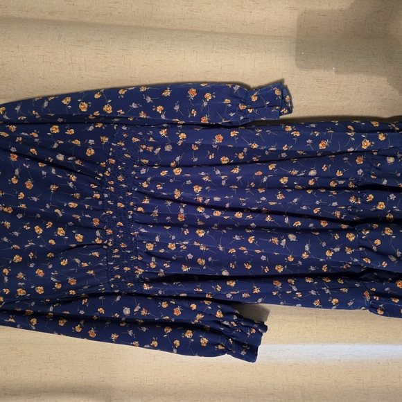 Floral Blue Long Sleeve Midi Maxi Dress - Picture 5 of 5